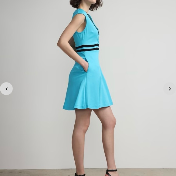 New York & Company Colorblock Accent Wrap Dress - City Knits - Picture 2 of 6